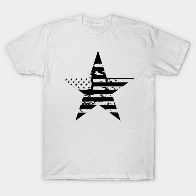 USA Flag White Grunge Star T-Shirt by Vooble